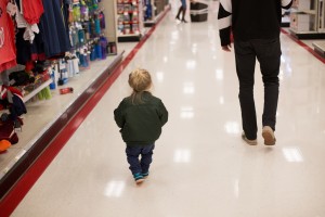 Atlanta A day in the Life Lifestyle Photographer- target shopping - little boy shopping with dad