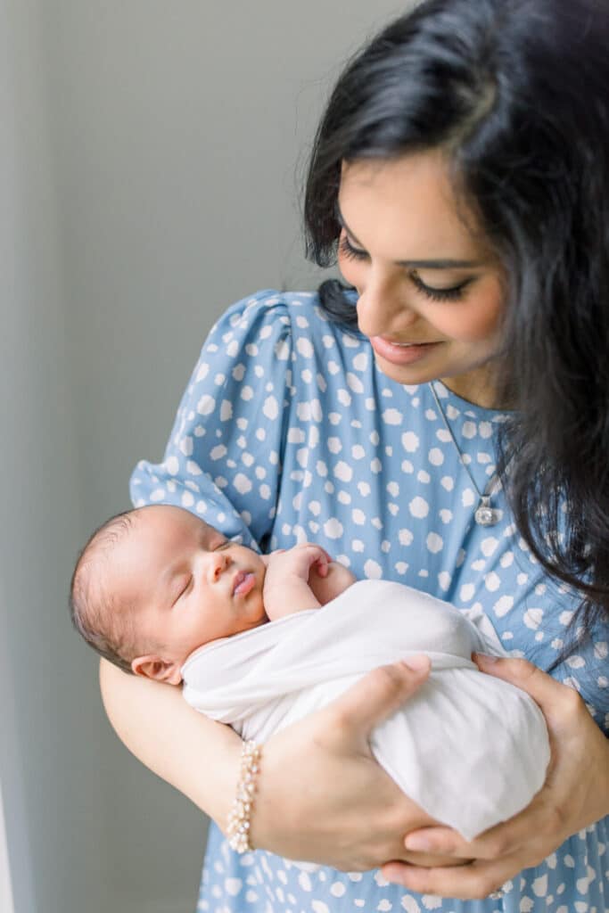 newborn and mom in home photos