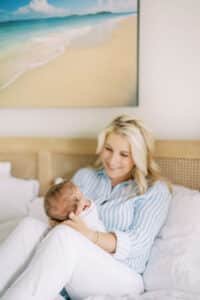 family poses with atlanta newborn photographer