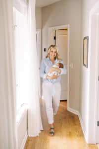 family poses with atlanta newborn photographer