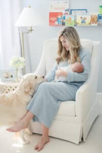 How to Prepare for a Newborn Photo Session - newborn session with golden retriever