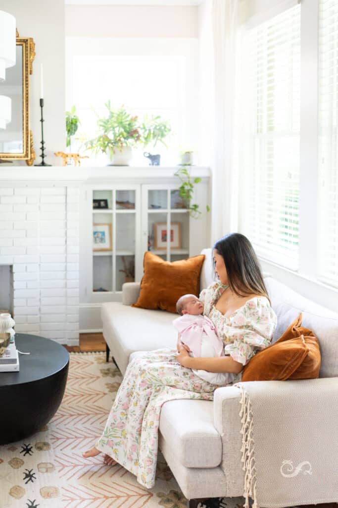 atlanta newborn photos, newborn session in dark home