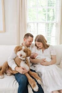 newborn-photography-at-home-atlanta with dog